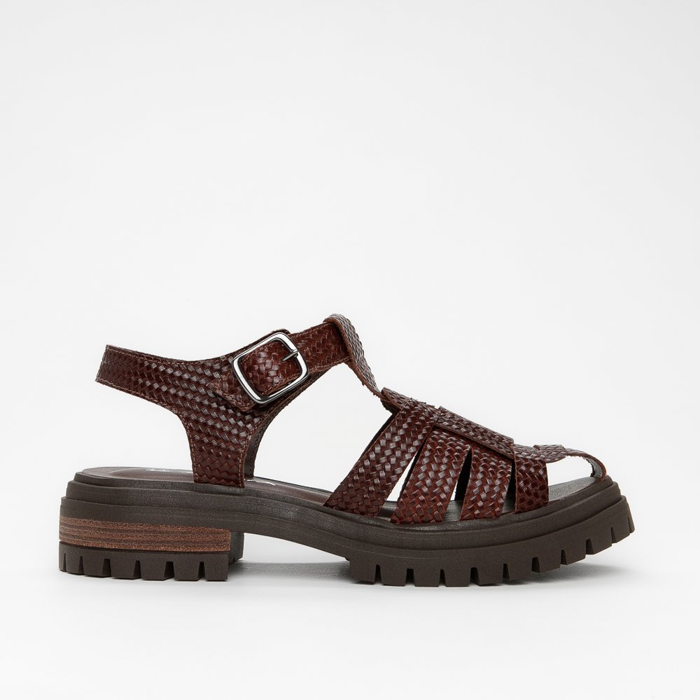 『 Twiga 4 and birds 』 by Mwamedi 59*59cm Bota Masculina Réplica de Avestruz Bico Quadrado Conhaque